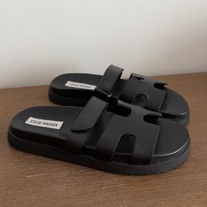 Steve Madden Mayven Slide in Black Leather SIZE 7